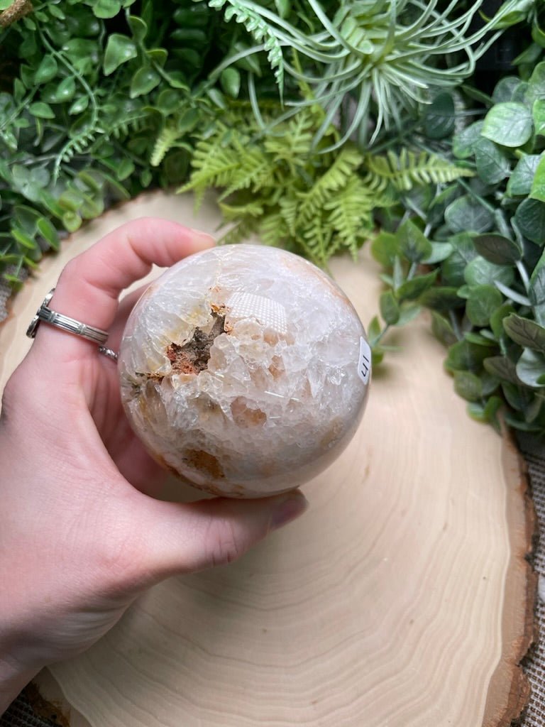 Quartz and Flower Agate Sphere | Copper Ashes