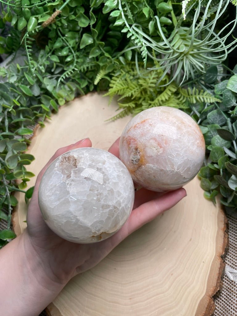 Quartz and Flower Agate Sphere | Copper Ashes
