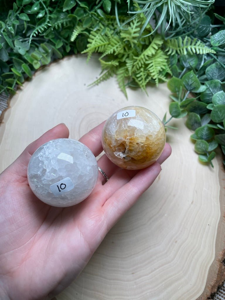 Quartz Mixture Sphere with Agate and/ or Flower Agate Inclusions | Copper Ashes
