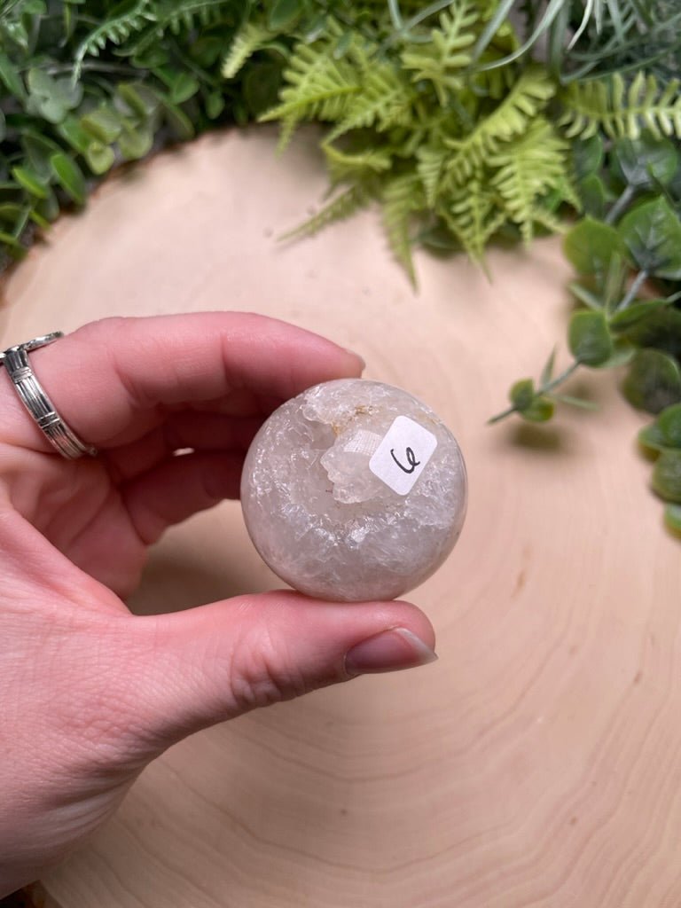 Quartz Mixture Sphere with Agate and/ or Flower Agate Inclusions | Copper Ashes