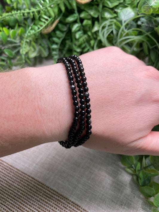 Rainbow Obsidian 4mm Beaded Bracelet | Copper Ashes