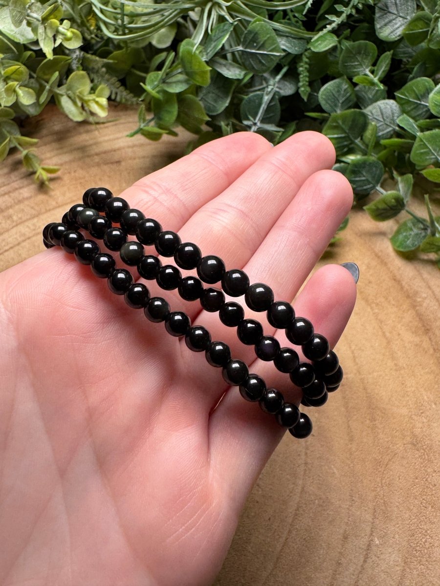 Rainbow Obsidian Beaded Bracelet with 6mm Beads | Copper Ashes