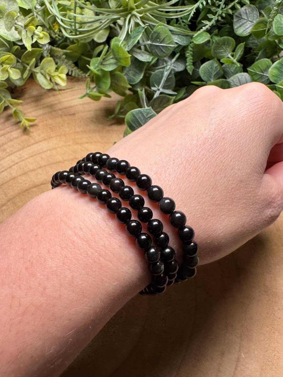 Rainbow Obsidian Beaded Bracelet with 6mm Beads | Copper Ashes