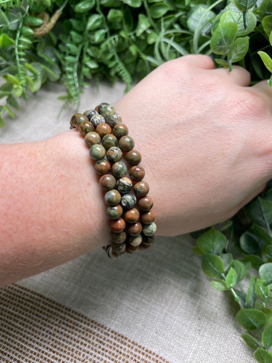 Rainforest Jasper 6mm Beaded Bracelet | Copper Ashes