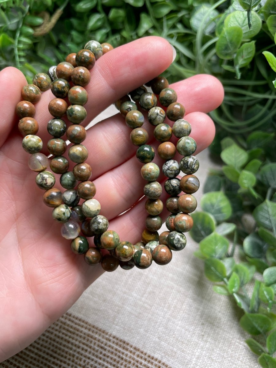 Rainforest Jasper 6mm Beaded Bracelet | Copper Ashes