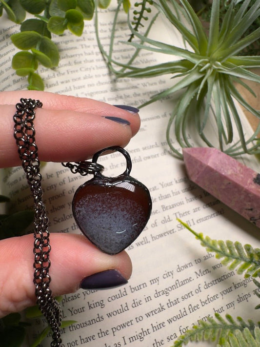 Red Agate Heart Necklace | Copper Ashes