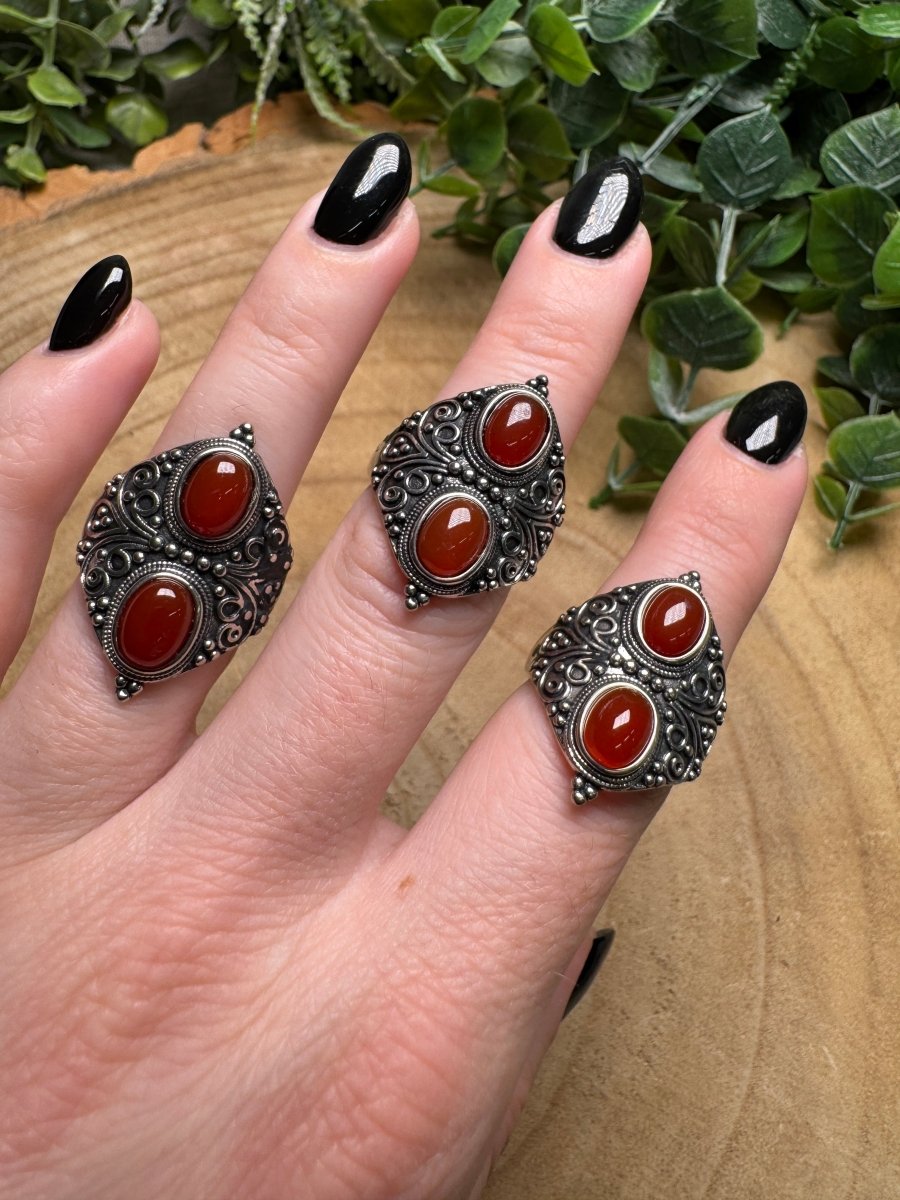 Red Agate Ring Adjustable | Copper Ashes