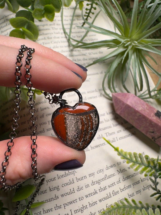 Red Jasper Heart Necklace | Copper Ashes