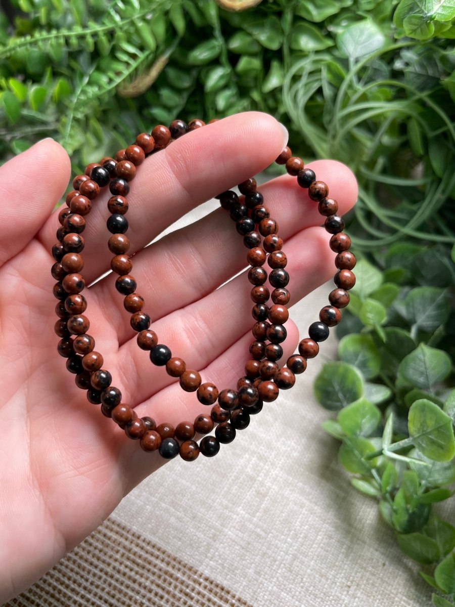 Red Obsidian 4mm Beaded Bracelet | Copper Ashes