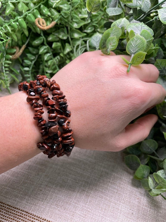 Red Obsidian Chip Bracelet | Copper Ashes