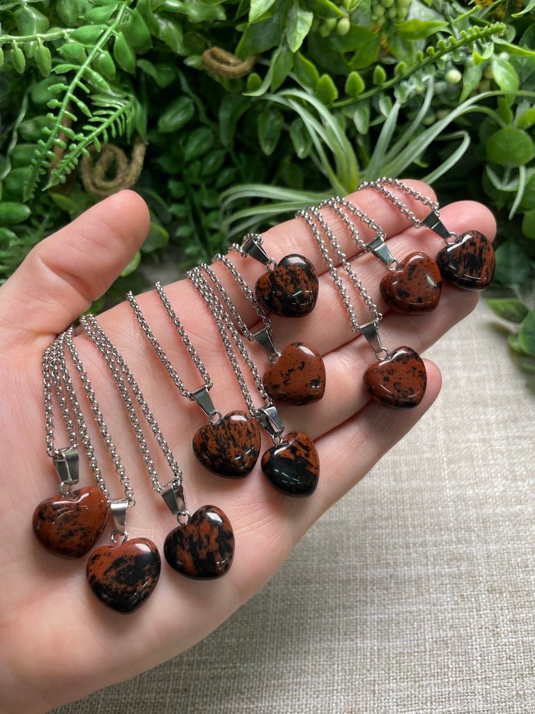 Red Obsidian Heart Necklace | Copper Ashes