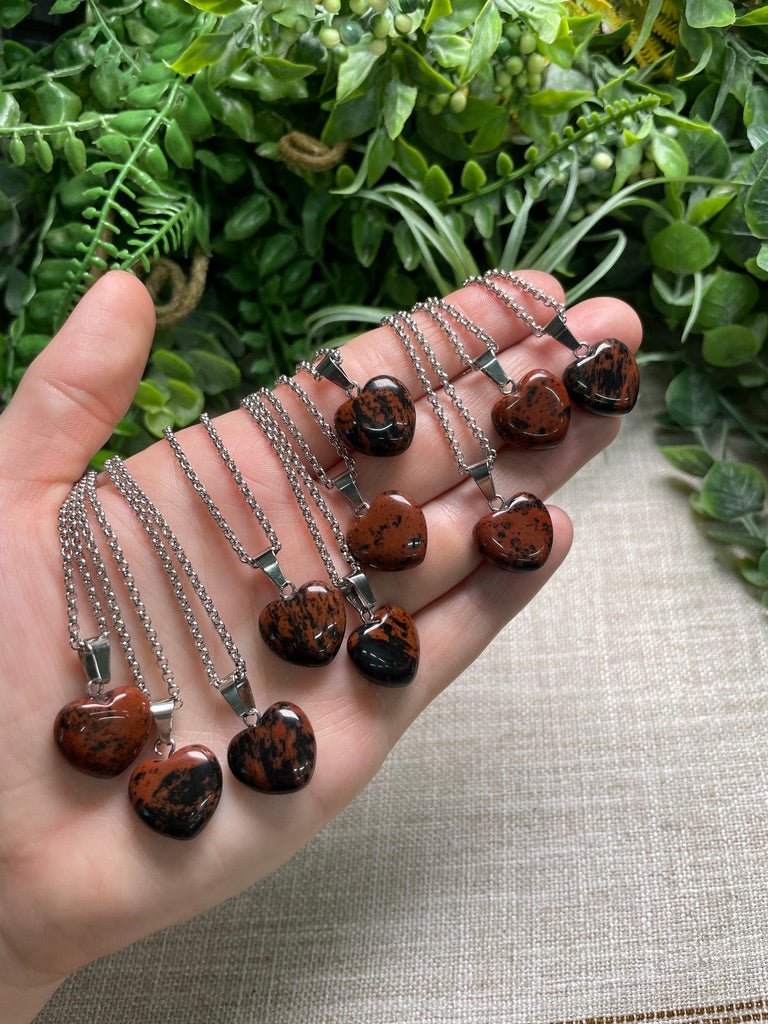 Red Obsidian Heart Necklace | Copper Ashes