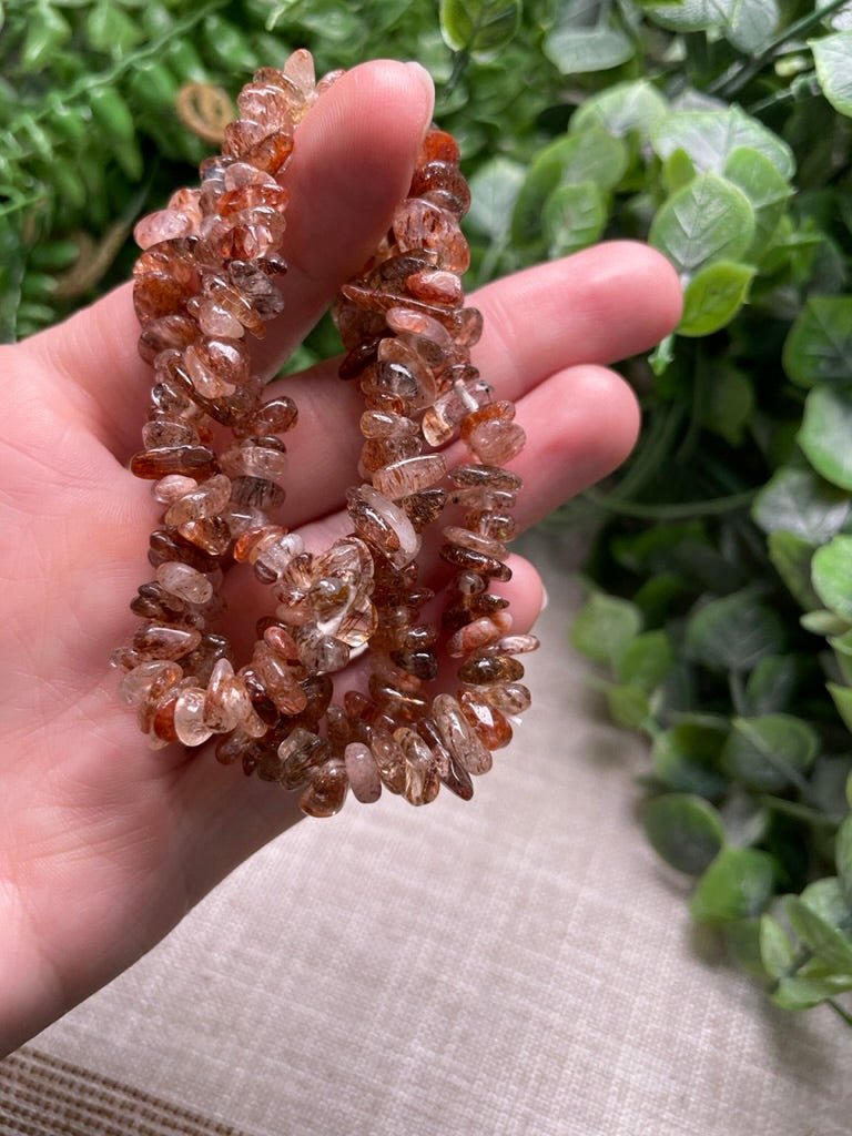 Red Rutile Quartz Chip Bracelet | Copper Ashes