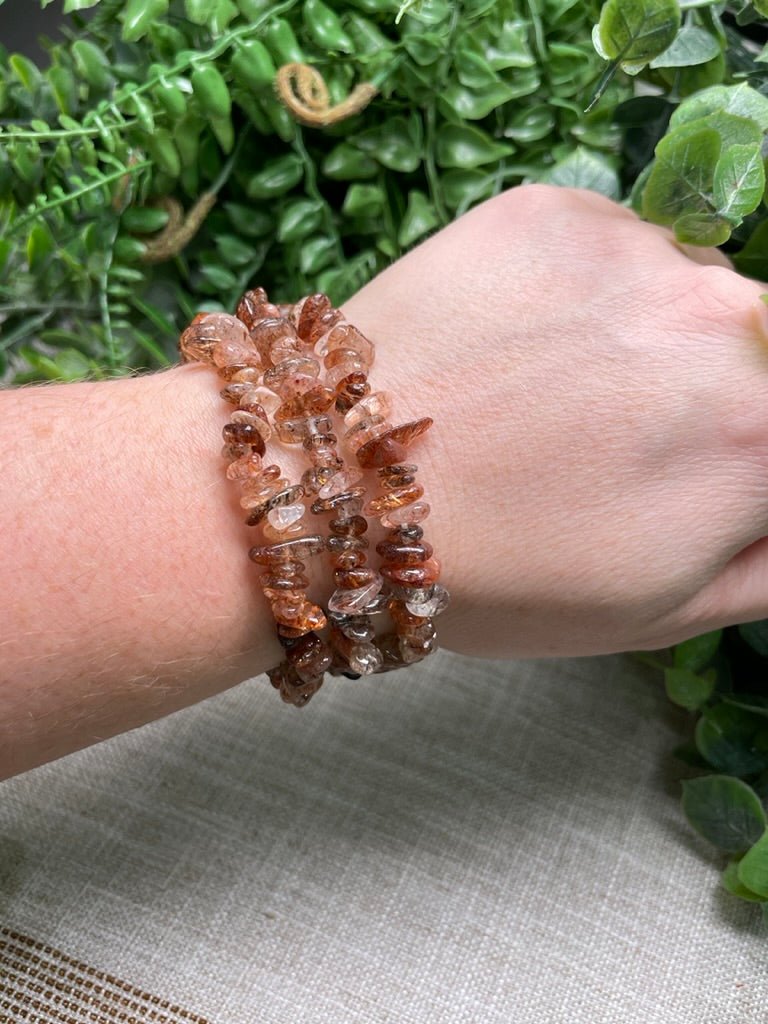 Red Rutile Quartz Chip Bracelet | Copper Ashes