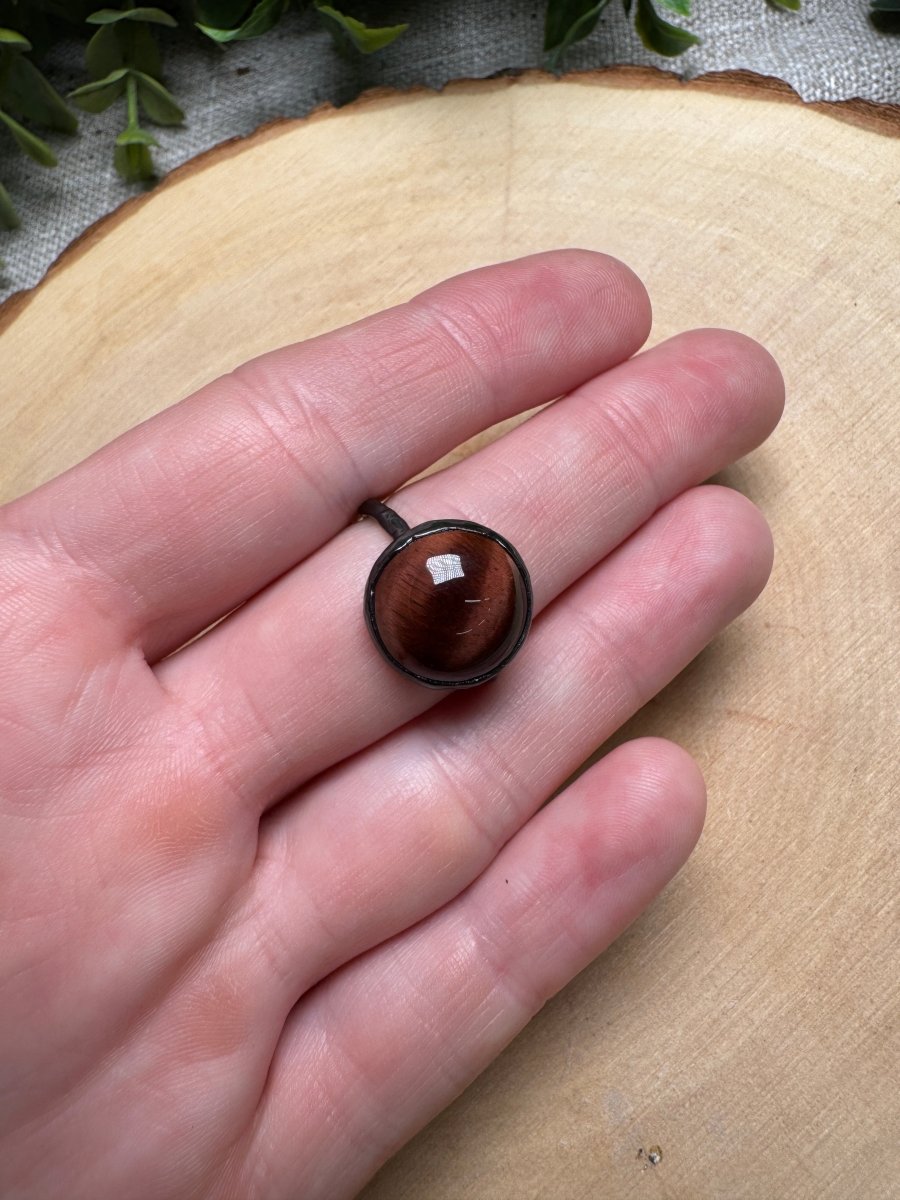 Red Tigers Eye Ring Size 7.5 | Copper Ashes