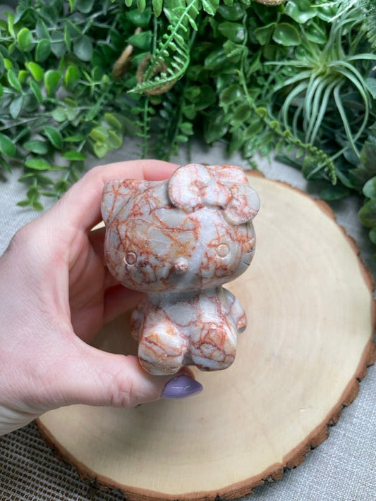 Red Vein Jasper Hello Kitty (chipped tail) | Copper Ashes