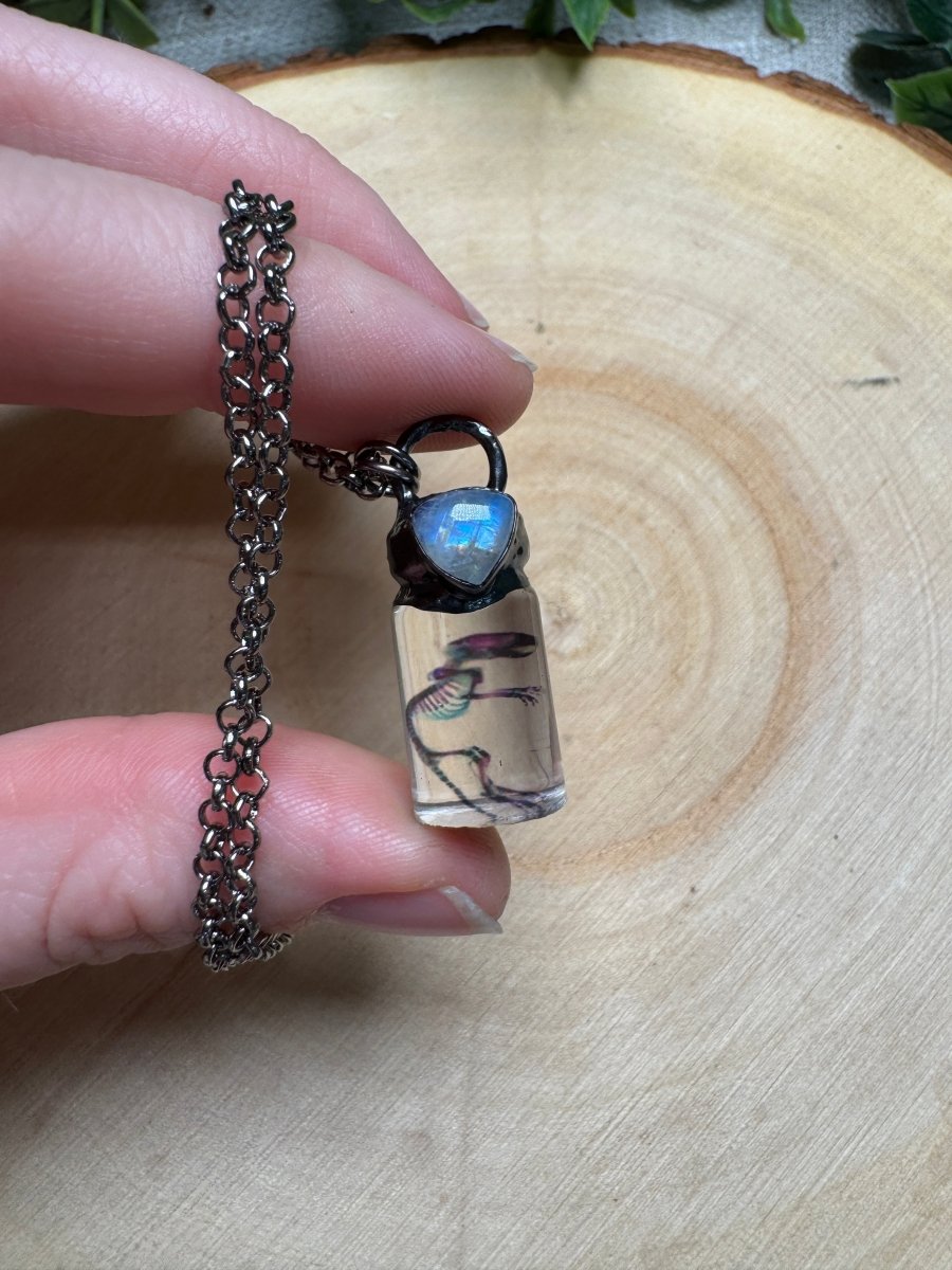 Resin Diaphonized Rat and Moonstone Necklace | Copper Ashes