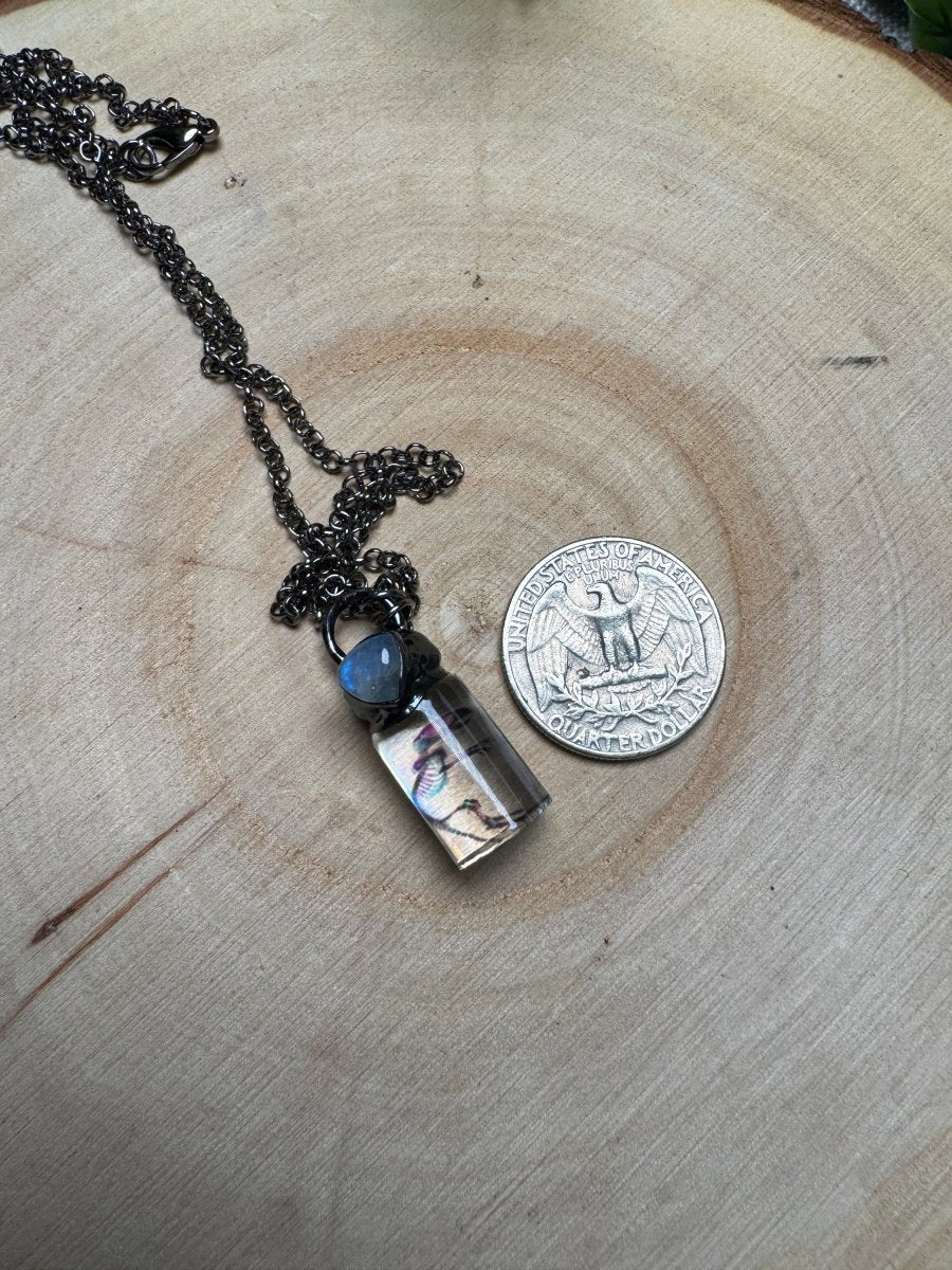 Resin Diaphonized Rat and Moonstone Necklace | Copper Ashes