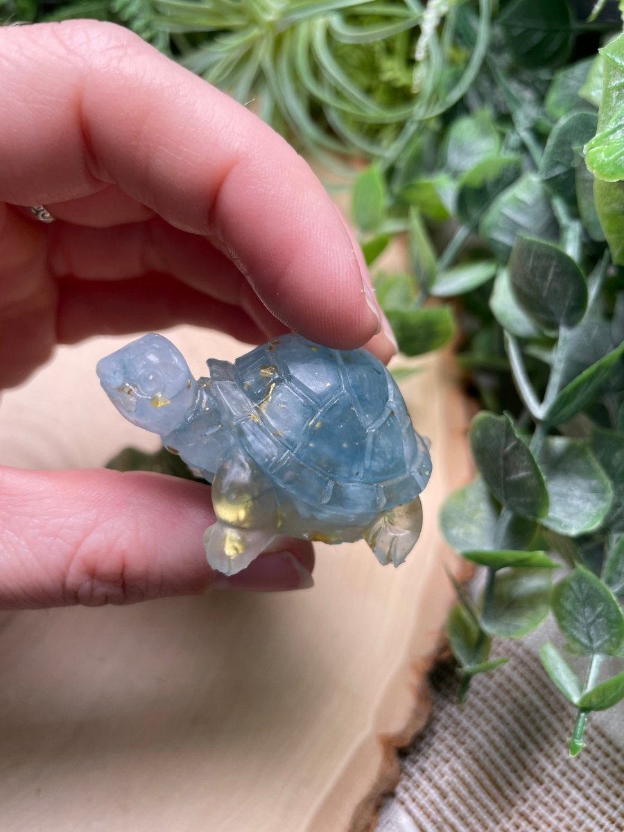 Resin Turtles with Crystal Chips | Copper Ashes
