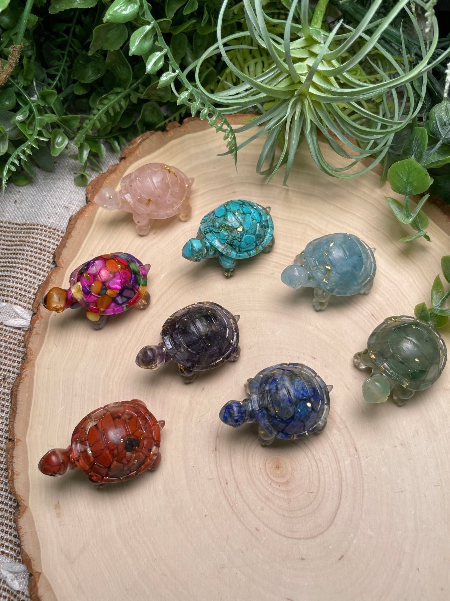 Resin Turtles with Crystal Chips | Copper Ashes