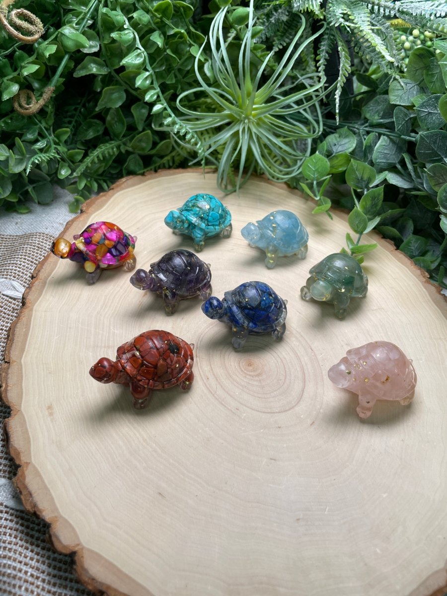 Resin Turtles with Crystal Chips | Copper Ashes
