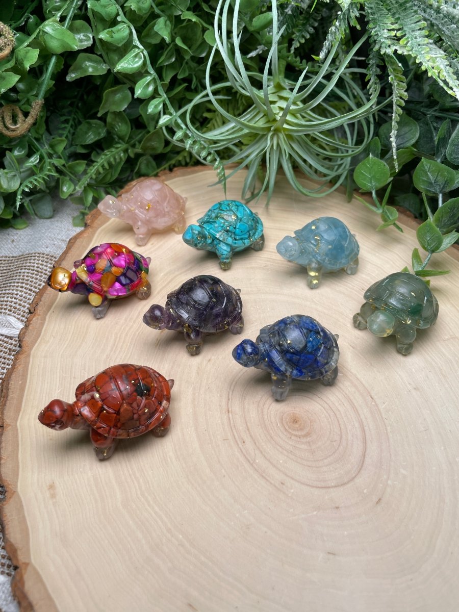 Resin Turtles with Crystal Chips | Copper Ashes