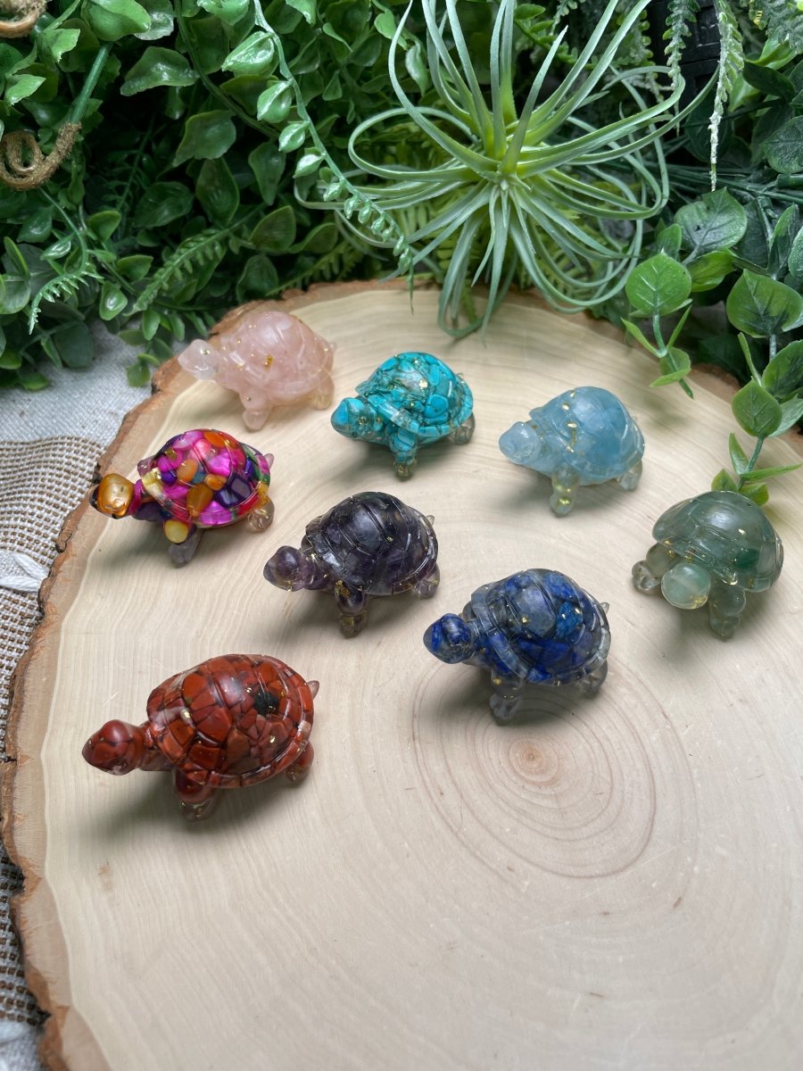 Resin Turtles with Crystal Chips | Copper Ashes
