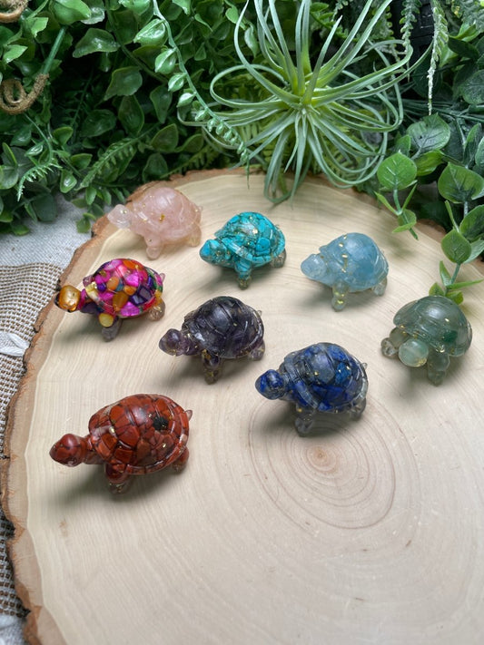 Resin Turtles with Crystal Chips | Copper Ashes