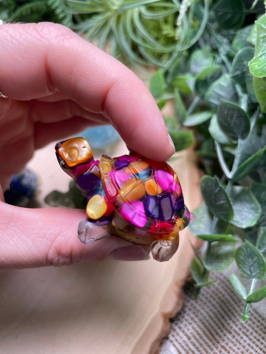 Resin Turtles with Crystal Chips | Copper Ashes
