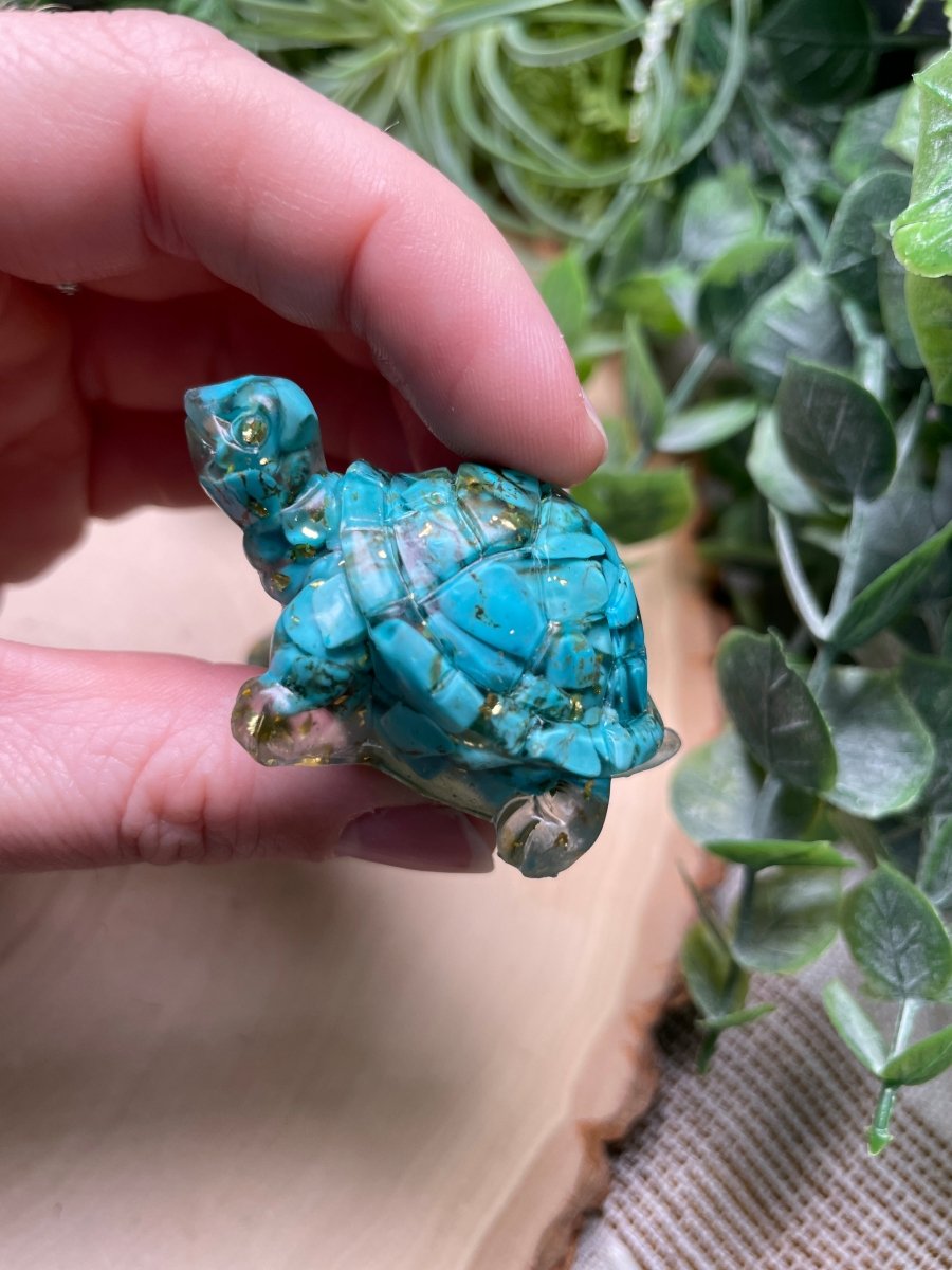 Resin Turtles with Crystal Chips | Copper Ashes