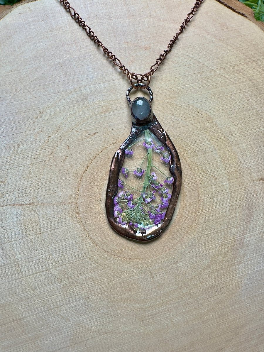 Riddlefern - Rose Quartz and Flower Necklace | Copper Ashes