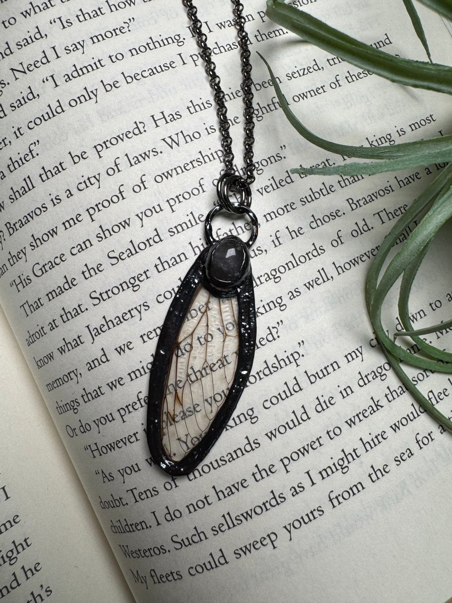 Rose Quartz and Cicada Wing Necklace | Copper Ashes