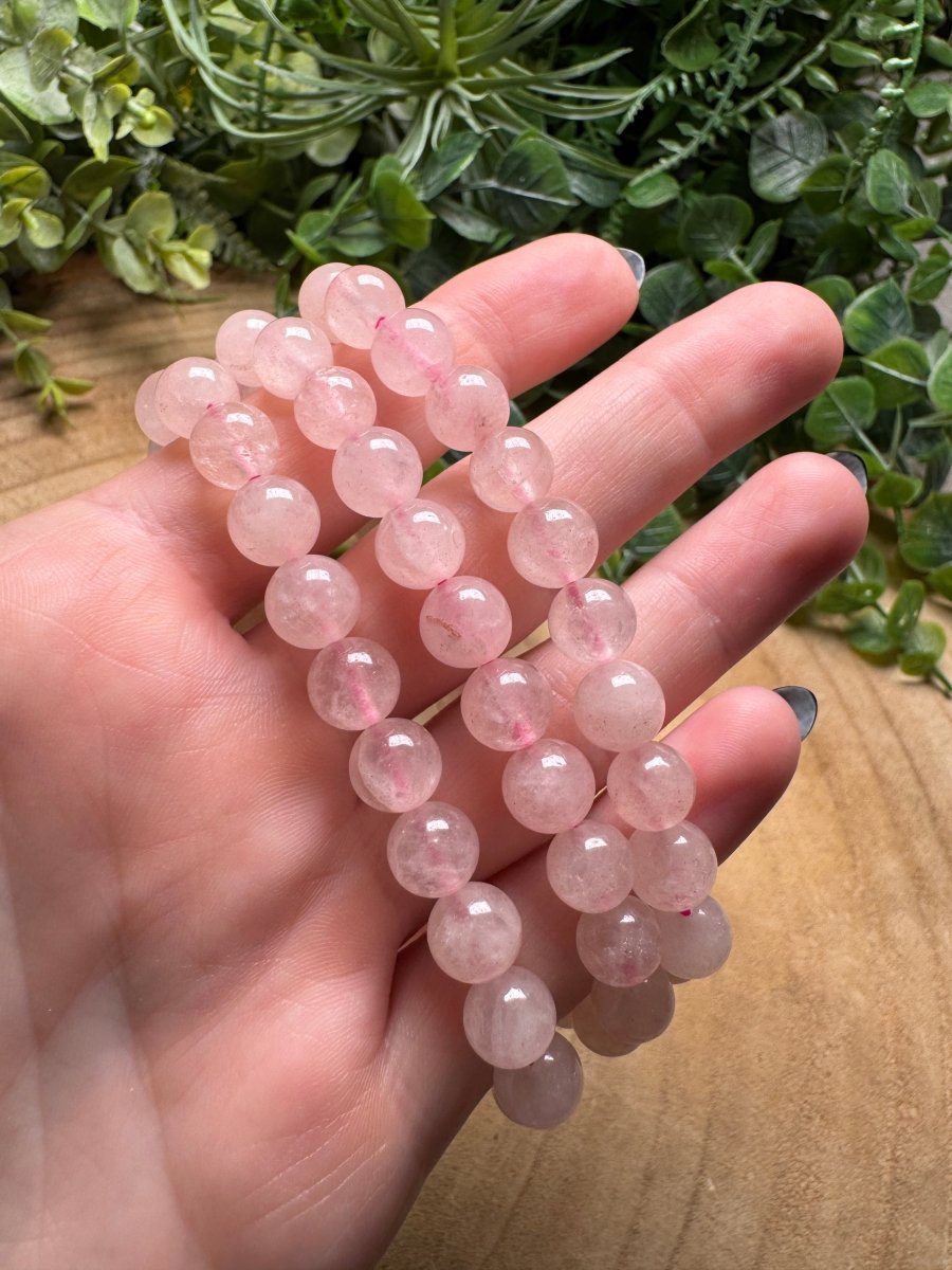 Rose Quartz Beaded Bracelet with 8mm Beads | Copper Ashes