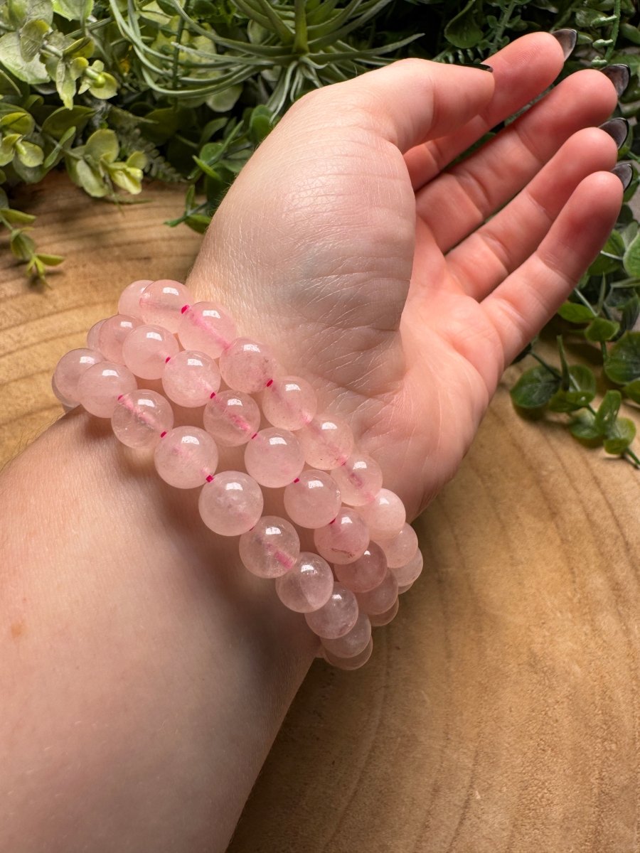 Rose Quartz Beaded Bracelet with 8mm Beads | Copper Ashes