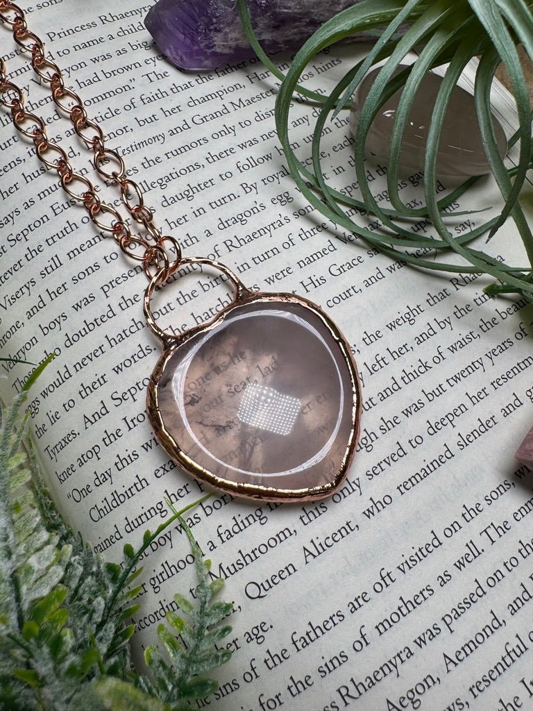 Rose Quartz Heart Worry Stone Necklace | Copper Ashes