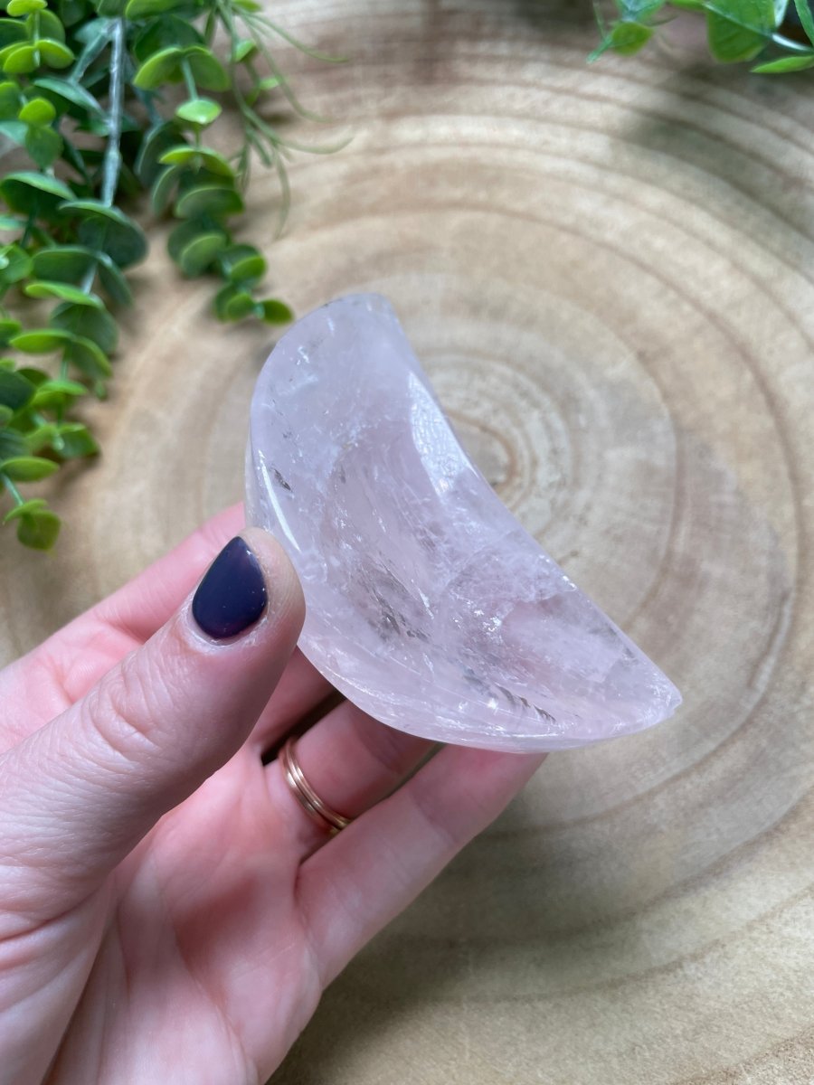 Rose Quartz Moon Trinket Dish (chipped) | Copper Ashes