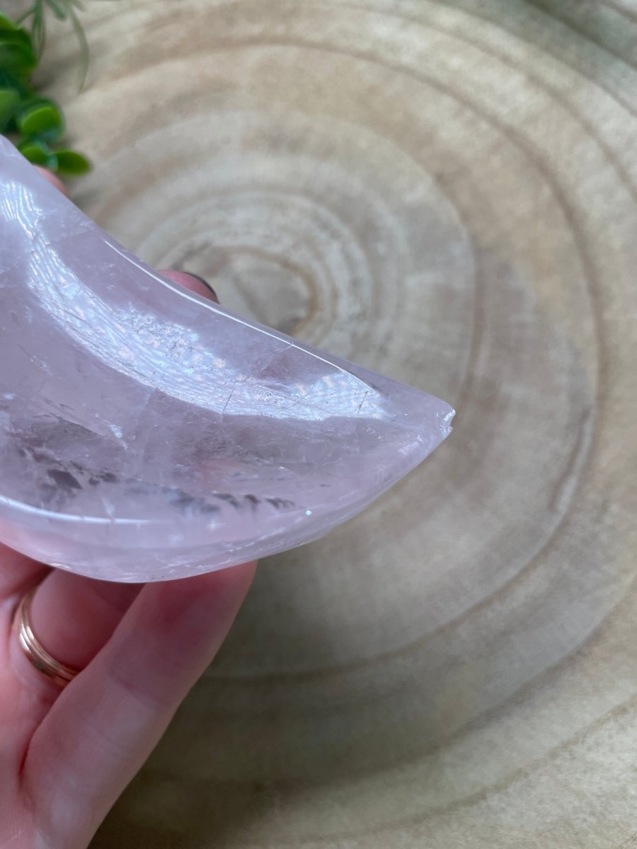 Rose Quartz Moon Trinket Dish (chipped) | Copper Ashes