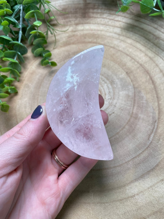 Rose Quartz Moon Trinket Dish (chipped) | Copper Ashes