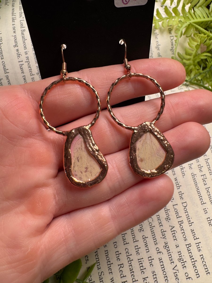 Rosy Maple Moth Wing Earrings | Copper Ashes