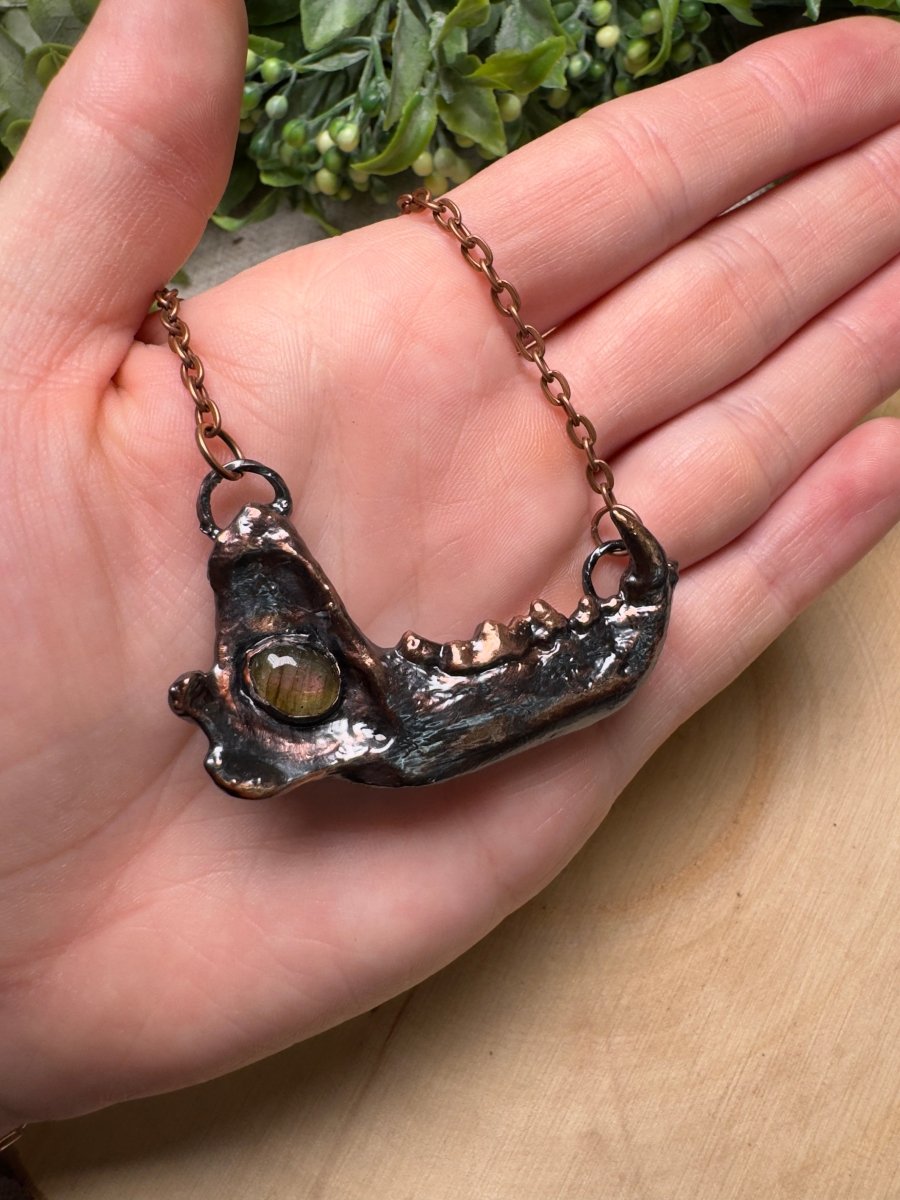 Rowan - Mink Jawbone and Labradorite Necklace | Copper Ashes