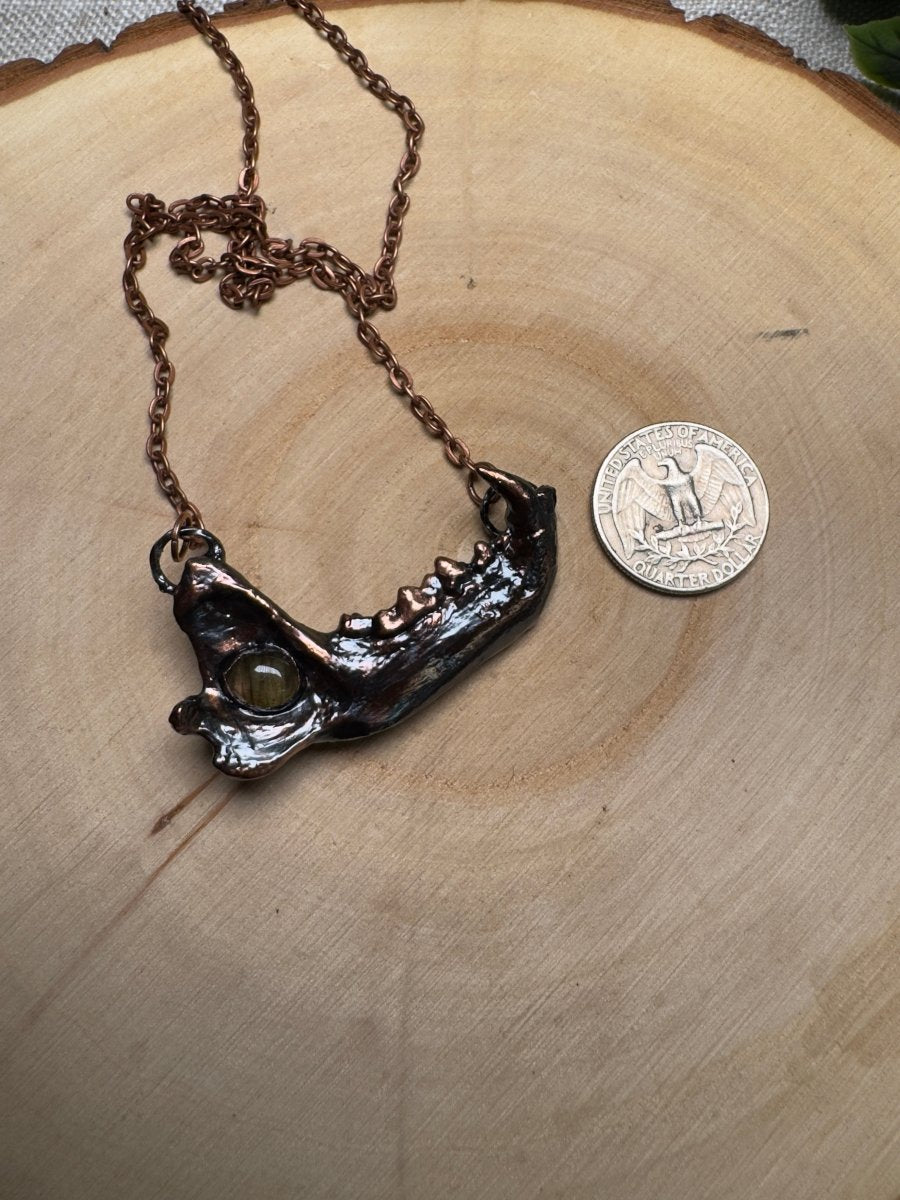 Rowan - Mink Jawbone and Labradorite Necklace | Copper Ashes