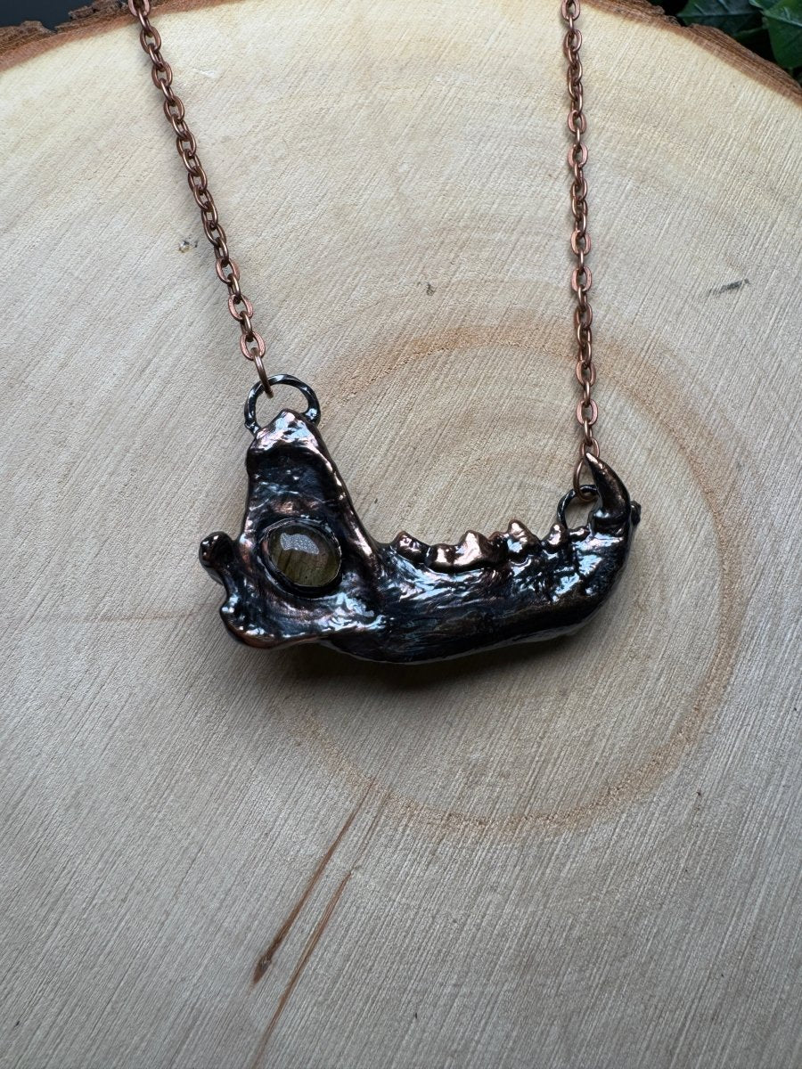 Rowan - Mink Jawbone and Labradorite Necklace | Copper Ashes