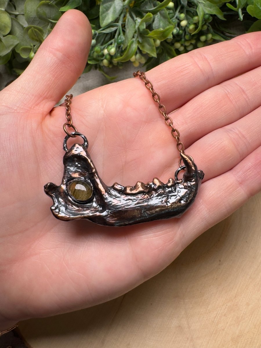 Rowan - Mink Jawbone and Labradorite Necklace | Copper Ashes