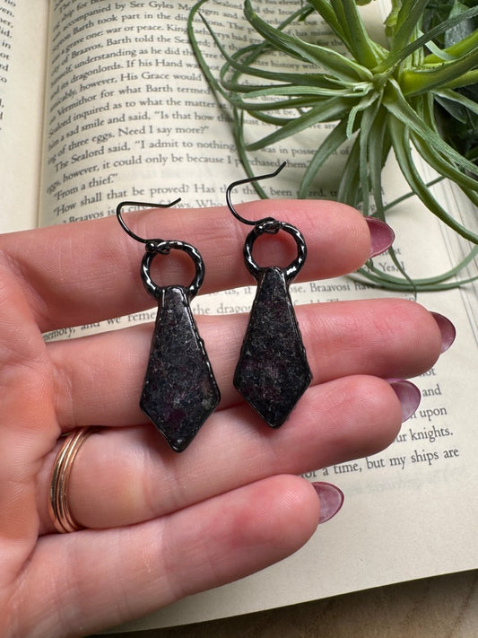 Ruby Fruschite Dangle Earrings | Copper Ashes