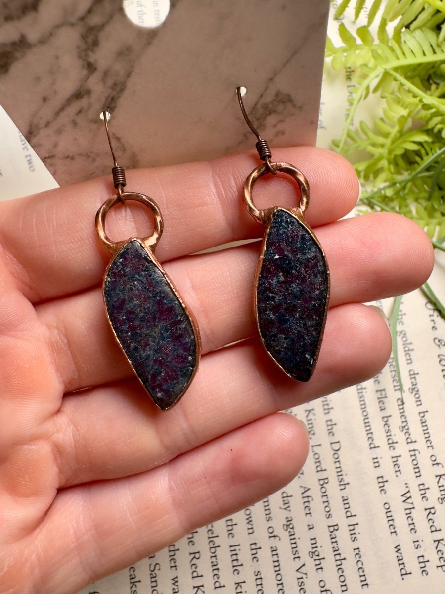Ruby Fuschite Earrings | Copper Ashes