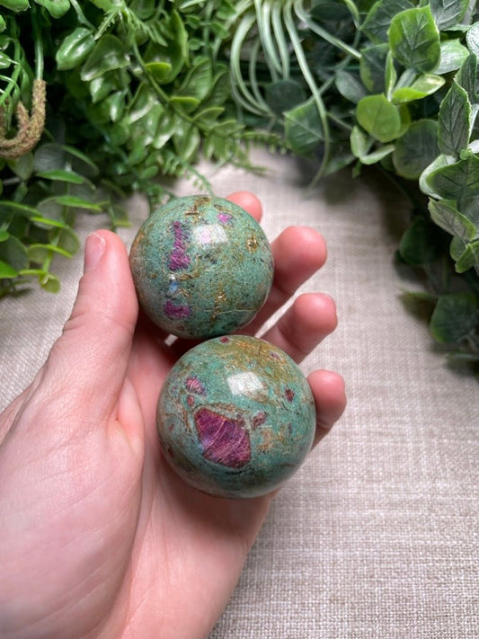 Ruby Fuschite Sphere | Copper Ashes