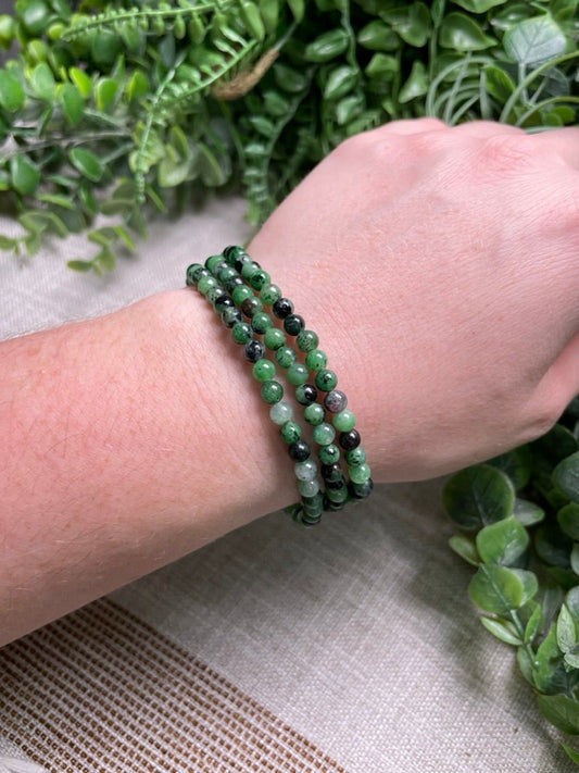 Ruby in Zoisite 4mm Beaded Bracelet | Copper Ashes