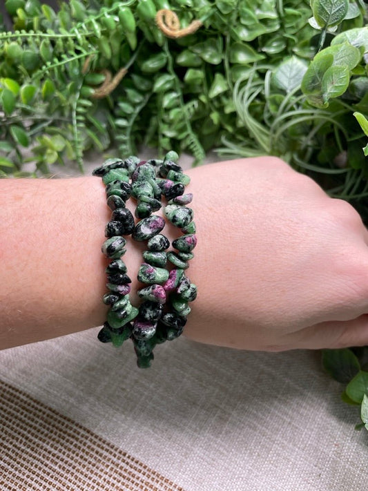 Ruby in Zoisite Chip Bracelet | Copper Ashes