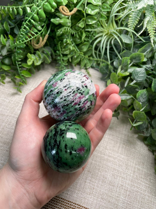 Ruby Zoisite Sphere | Copper Ashes