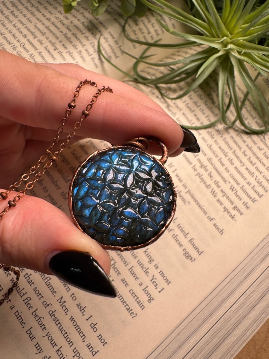 Sacred Geometry Labradorite Necklace | Copper Ashes